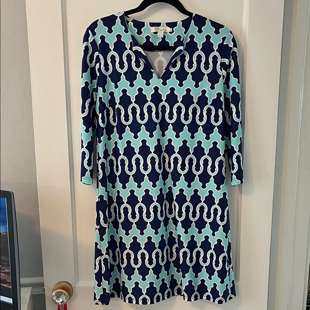 Aryeh Navy and Light Blue Long Sleeve Dress